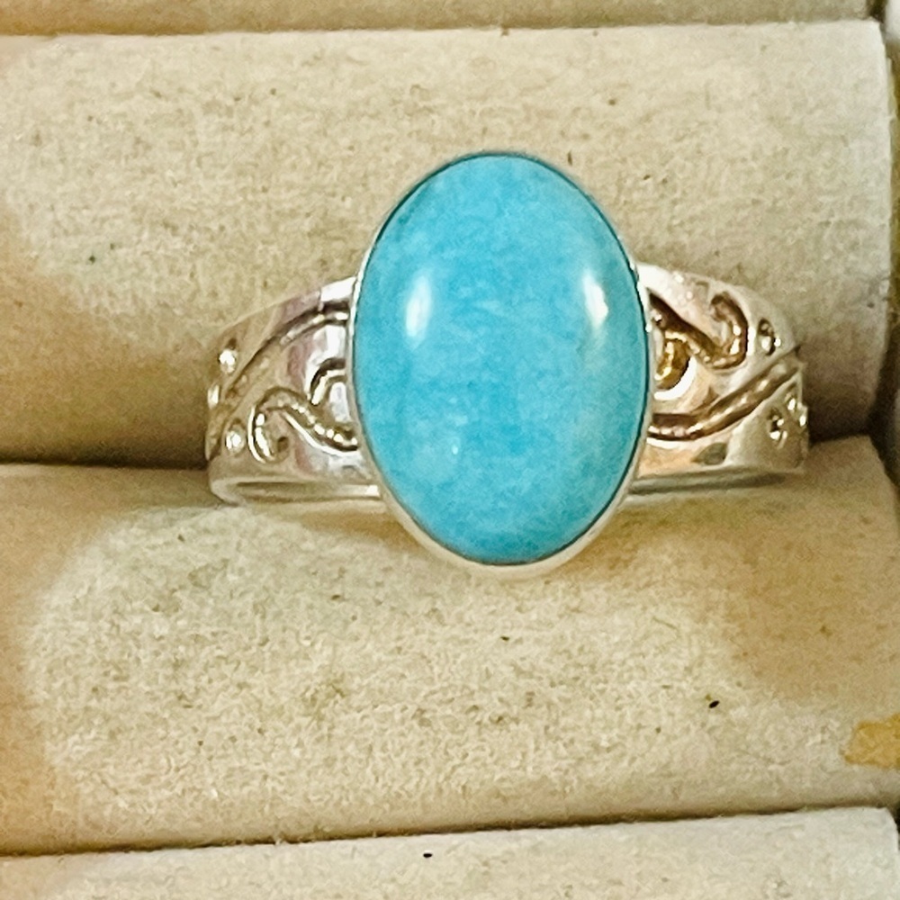 Jay King Southwest Sterling Silver Turquoise Oval Cabochon Ring Sz 9.5